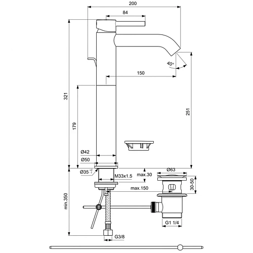 Смеситель для раковины Ideal Standard CERALINE BC194XG Смеситель для раковины Ideal Standard CERALINE BC194XG