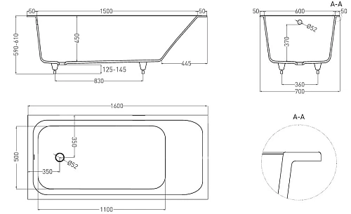 Ванна из искусственного камня Salini ORLANDA 160x70 102015G S-Sense Ванна из искусственного камня Salini ORLANDA 160x70 102015G S-Sense