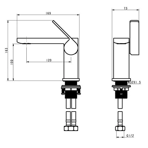 Смеситель для раковины Orans K-1093 1093K00 Смеситель для раковины Orans K-1093 1093K00