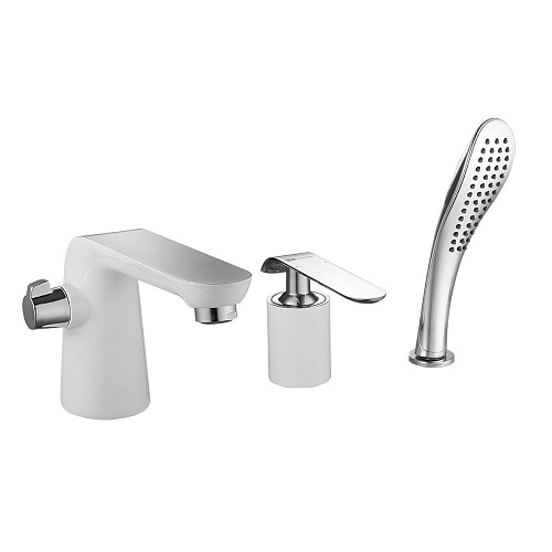 Смеситель на борт ванны Lemark Melange LM4947CW, хром/белый Смеситель на борт ванны Lemark Melange LM4947CW, хром/белый