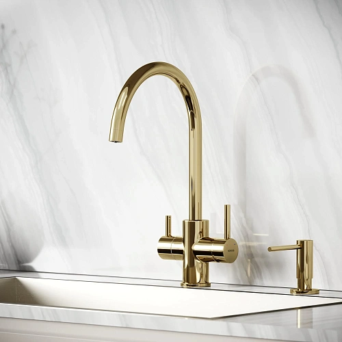Смеситель для кухни SANCOS Taper SC4012ZG с возможностью подключения фильтра, полированное золото Смеситель для кухни SANCOS Taper SC4012ZG с возможностью подключения фильтра, полированное золото