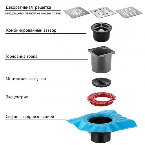 Душевой трап BERGES ZENTRUM Antik 100х100, матовый хром, выпуск D50/75/110 H74 вертикальный 090464 Душевой трап BERGES ZENTRUM Antik 100х100, матовый хром, выпуск D50/75/110 H74 вертикальный 090464