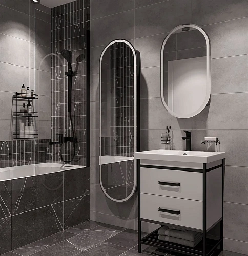 Шкаф-пенал STWORKI Мальмё МВК076 45, с подсветкой, черный 541644 Шкаф-пенал STWORKI Мальмё МВК076 45, с подсветкой, черный 541644