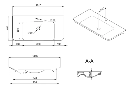 Раковина AM.PM Sensation M30WPC1001WG мебельная, искусственный камень, 100 см, встроенная в столешницу Раковина AM.PM Sensation M30WPC1001WG мебельная, искусственный камень, 100 см, встроенная в столешницу