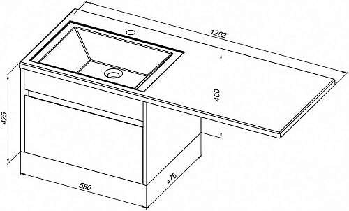 Тумба с раковиной Aquanet Токио 120 L белый (подвесная, 1 ящик) 00239212 Тумба с раковиной Aquanet Токио 120 L белый (подвесная, 1 ящик) 00239212