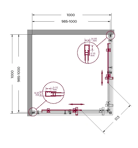 Душевой уголок BelBagno MARINO-A-2-100-C-CR 1000x1000 мм Душевой уголок BelBagno MARINO-A-2-100-C-CR 1000x1000 мм