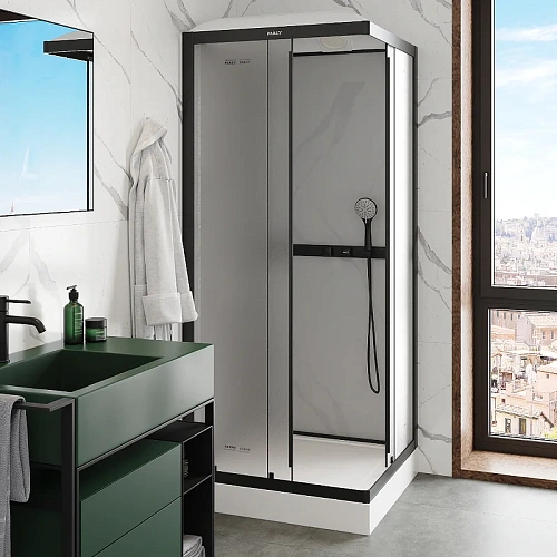 Душевая кабина Parly FQ811B 800x800 профиль черный матовый, стекло матовое (жемчужное) Душевая кабина Parly FQ811B 800x800 профиль черный матовый, стекло матовое (жемчужное)