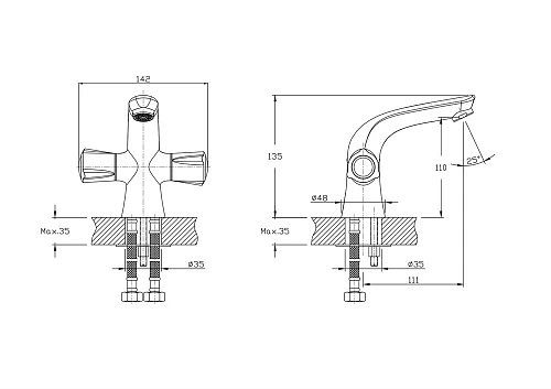 Смеситель для раковины Rush Pioneer PI7950-11 хром Смеситель для раковины Rush Pioneer PI7950-11 хром
