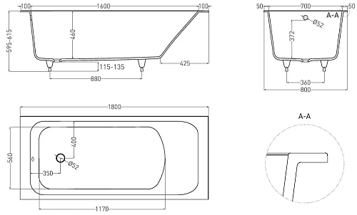 Ванна из искусственного камня Salini ORLANDA 180x80 102012M S-Sense Ванна из искусственного камня Salini ORLANDA 180x80 102012M S-Sense