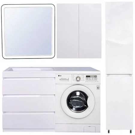 Тумба под раковину Style Line Даллас 140, 3 ящика, Люкс белая СС-00002221 Тумба под раковину Style Line Даллас 140, 3 ящика, Люкс белая СС-00002221