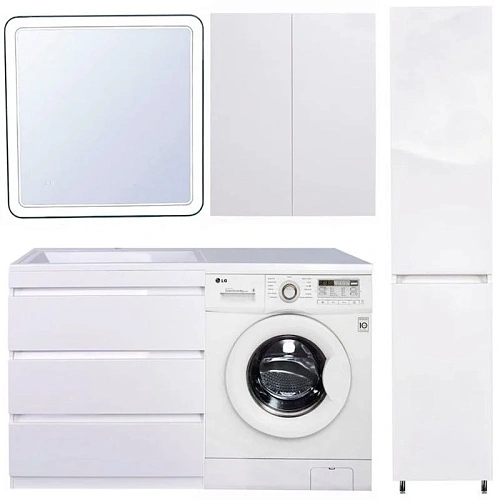 Тумба под раковину Style Line Даллас 140, 3 ящика, Люкс белая СС-00002221 Тумба под раковину Style Line Даллас 140, 3 ящика, Люкс белая СС-00002221