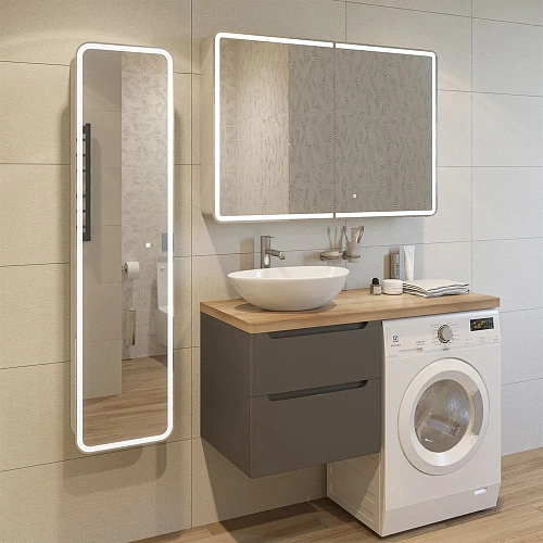 Тумба с раковиной STWORKI Берген 60 серая со светлой столешницей 122, Moduo 55 Leaf, R 549664 Тумба с раковиной STWORKI Берген 60 серая со светлой столешницей 122, Moduo 55 Leaf, R 549664