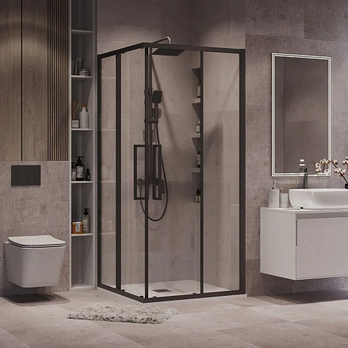 Душевой уголок GROSSMAN Cosmo 300.K33.02.9090.21.00 (90x90x195) квадрат,раздвижн,черн. матов.,стекло прозрачн Душевой уголок GROSSMAN Cosmo 300.K33.02.9090.21.00 (90x90x195) квадрат,раздвижн,черн. матов.,стекло прозрачн