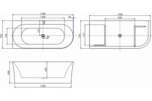 Акриловая ванна Allen Brau Priority 170x78 2.31004.20A/AM антрацит/белый глянцевый Акриловая ванна Allen Brau Priority 170x78 2.31004.20A/AM антрацит/белый глянцевый