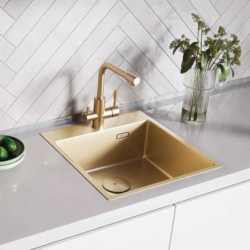 Кухонная мойка Lemark JANGA 490 из нержавеющей стали, светлое золото 9938106 Кухонная мойка Lemark JANGA 490 из нержавеющей стали, светлое золото 9938106