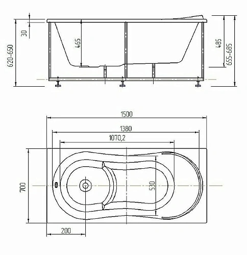 Акриловая ванна Aquatek Афродита 150 пустая без фронтального экрана AFR150-0000033 Акриловая ванна Aquatek Афродита 150 пустая без фронтального экрана AFR150-0000033