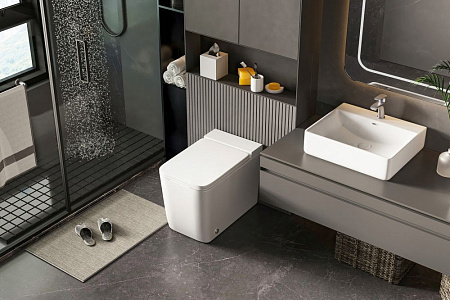 Унитаз приставной ABBER Rechteck AC1212P белый с импульсным смывом с крышкой микролифт Унитаз приставной ABBER Rechteck AC1212P белый с импульсным смывом с крышкой микролифт