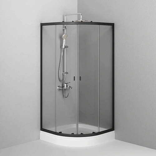 Душевой уголок AM.PM X-Joy Twin Slide W88E-205-080BT 80x80 с поддоном, профиль черный, стекло прозра Душевой уголок AM.PM X-Joy Twin Slide W88E-205-080BT 80x80 с поддоном, профиль черный, стекло прозра