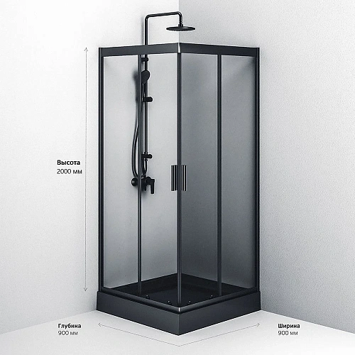 Душевой уголок AM.PM Gem W90G-403-090BT Slide 90x90 стекло прозрачное, профиль черный матовый Душевой уголок AM.PM Gem W90G-403-090BT Slide 90x90 стекло прозрачное, профиль черный матовый