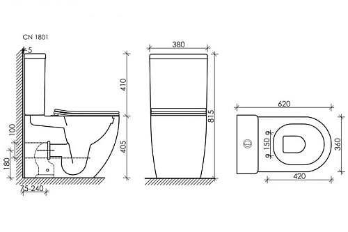 Бачок для унитаза Ceramica Nova MIA Rimless CN1801-T белый Бачок для унитаза Ceramica Nova MIA Rimless CN1801-T белый