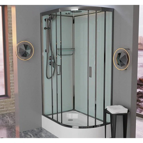 Душевая кабина Frank F412/1L Brilliant левосторонняя полированный хром профиль 120x80 179009 Душевая кабина Frank F412/1L Brilliant левосторонняя полированный хром профиль 120x80 179009