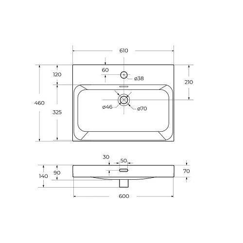 Раковина BelBagno BB-8078-60 610x460 Раковина BelBagno BB-8078-60 610x460