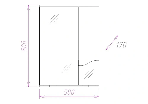 Зеркальный шкаф Onika ЛАЙН 58.01 левый 205819 Зеркальный шкаф Onika ЛАЙН 58.01 левый 205819