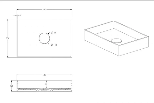 Раковина ABBER Stein AS2621 накладная, белая матовая Раковина ABBER Stein AS2621 накладная, белая матовая