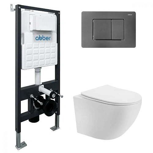 Комплект унитаза ABBER Bequem AC1100T белый с инсталляцией AC0105 и кнопкой AC0120NG никель AC1100T-AC0105-AC0120NG Комплект унитаза ABBER Bequem AC1100T белый с инсталляцией AC0105 и кнопкой AC0120NG никель AC1100T-AC0105-AC0120NG