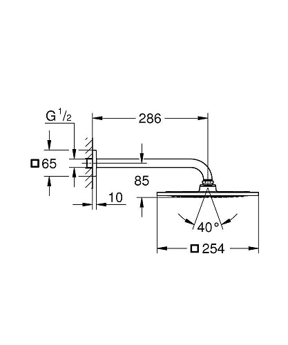 Верхний душ GROHE Rainshower F-series, 254х254 мм, с ограничением расхода воды, хром (26070000) Верхний душ GROHE Rainshower F-series, 254х254 мм, с ограничением расхода воды, хром (26070000)