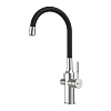 Смеситель для кухни Lemark Expert LM5083S-Black с подключением к фильтру, сталь/черный