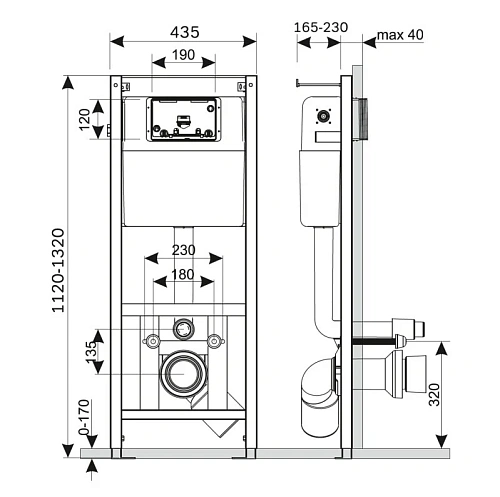 Инсталляция для унитаза AM.PM I012702 с клавишей хром глянцевый I012702/I014151 Инсталляция для унитаза AM.PM I012702 с клавишей хром глянцевый I012702/I014151