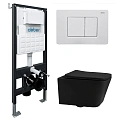 Комплект унитаза ABBER Rechteck AC1201MB черный матовый с инсталляцией AC0105 и кнопкой AC0120MW белая матовая Комплект унитаза ABBER Rechteck AC1201MB черный матовый с инсталляцией AC0105 и кнопкой AC0120MW белая матовая