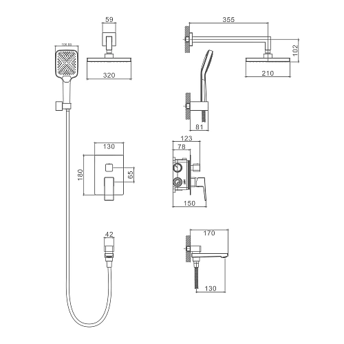 Душевая система Splenka S01.27.06, черный Душевая система Splenka S01.27.06, черный