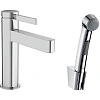 Смеситель для раковины Hansgrohe Finoris 110 со сливным гарнитуром и гигиеническим душем 76210000, х Смеситель для раковины Hansgrohe Finoris 110 со сливным гарнитуром и гигиеническим душем 76210000, х