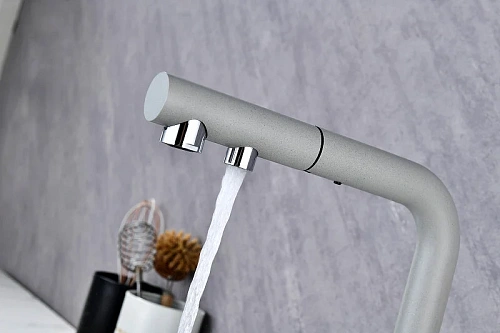 Смеситель для кухни Paulmark SERPENTINE серый дым Se213222-GRS Смеситель для кухни Paulmark SERPENTINE серый дым Se213222-GRS