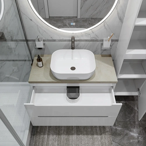 Тумба со столешницей и раковиной BelBagno ETNA 100 etna100bl-kepmco-1302-set подвесная ETNA100BL-KEPMCO-1302-SET Тумба со столешницей и раковиной BelBagno ETNA 100 etna100bl-kepmco-1302-set подвесная ETNA100BL-KEPMCO-1302-SET