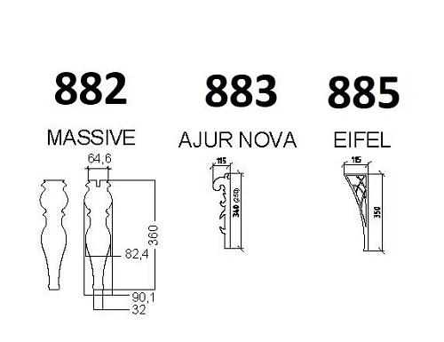 Ножки для мебели Armadi Art AJUR nova 883-BR бронза, h25 (пара) Ножки для мебели Armadi Art AJUR nova 883-BR бронза, h25 (пара)
