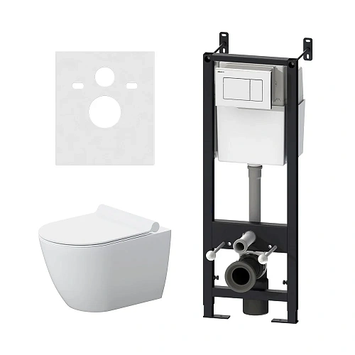 Комплект унитаза Damixa Apollo DX22.IS10101.1700 с инсталляцией, сиденьем микролифт и белой клавишей Комплект унитаза Damixa Apollo DX22.IS10101.1700 с инсталляцией, сиденьем микролифт и белой клавишей