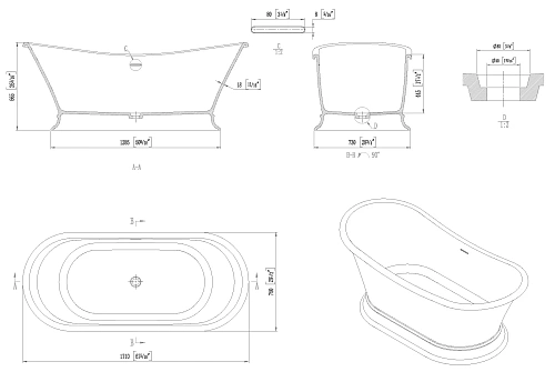 Ванна из искусственного камня Allen Brau Solid Stone Krion Classic 170x75 2.35004.21 Ванна из искусственного камня Allen Brau Solid Stone Krion Classic 170x75 2.35004.21