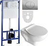 Комплект STWORKI Хедмарк Унитаз подвесной 3510 безободковый с микролифтом + Система инсталляции для 588940