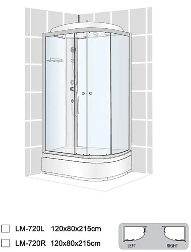 Душевая кабина Dto LM (LM720RN) 120x80 см без крыши Душевая кабина Dto LM (LM720RN) 120x80 см без крыши