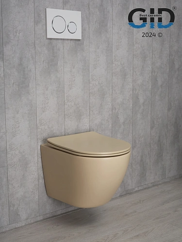Унитаз подвесной Gid Sr2198 62210Y светло-коричневый матовый 49x36x35.5 с крышкой микролифт Унитаз подвесной Gid Sr2198 62210Y светло-коричневый матовый 49x36x35.5 с крышкой микролифт
