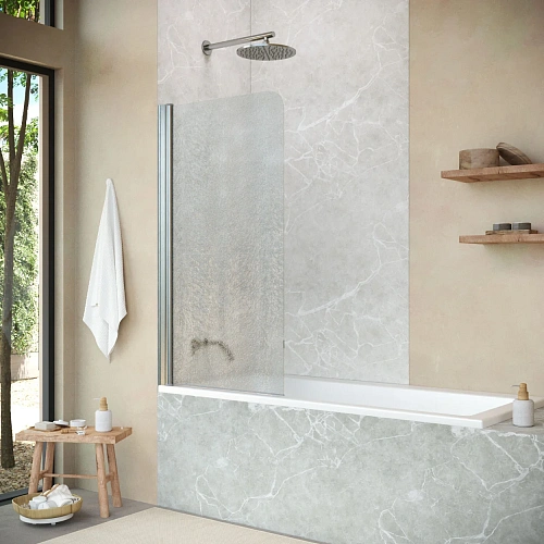 Шторка на ванну Vegas-glass EV NOVO 76 04 02 L 760 мм, профиль никель, стекло шиншилла Шторка на ванну Vegas-glass EV NOVO 76 04 02 L 760 мм, профиль никель, стекло шиншилла