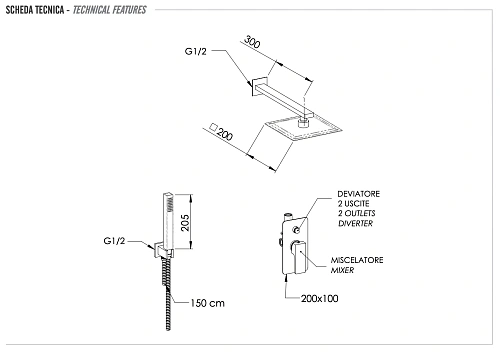 Душевая система Remer Absolute AU09S02UFS20 Душевая система Remer Absolute AU09S02UFS20