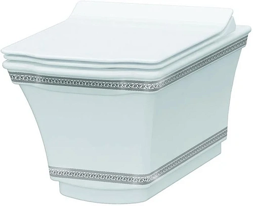 Унитаз подвесной Boheme с узором Hermitage CHROME безободковый 951-CR Унитаз подвесной Boheme с узором Hermitage CHROME безободковый 951-CR