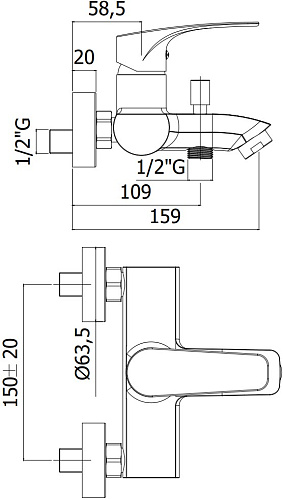 Смеситель для ванны Paffoni Lime LM022CR Смеситель для ванны Paffoni Lime LM022CR