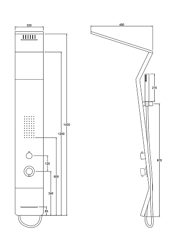 Душевая панель Taliente A06 140x22см, черный TA-G-A06B/Bb+s Душевая панель Taliente A06 140x22см, черный TA-G-A06B/Bb+s