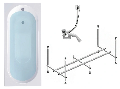 Акриловая ванна Timo ROHA1570 150x70x58 с каркасом и слив-переливом Акриловая ванна Timo ROHA1570 150x70x58 с каркасом и слив-переливом