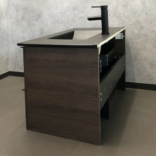 Тумба с раковиной Comforty Франкфурт 90 00-00002048 дуб шоколадно-коричневый раковина Comforty 90E черная матовая Тумба с раковиной Comforty Франкфурт 90 00-00002048 дуб шоколадно-коричневый раковина Comforty 90E черная матовая